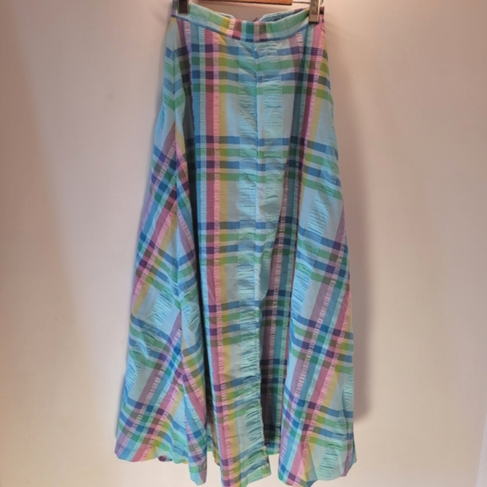 Vintage Miss Sun Valley long rainbow plaid multi color skirt - Size 9/10